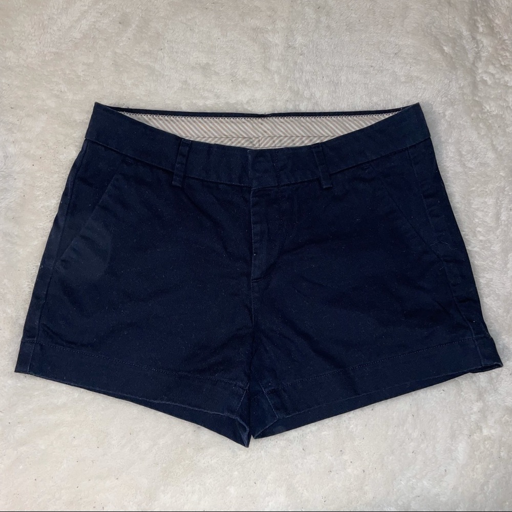 NWOT Uniqlo navy blue 100%cotton shorts - like linen/khaki material, sz 0 (XS/S)